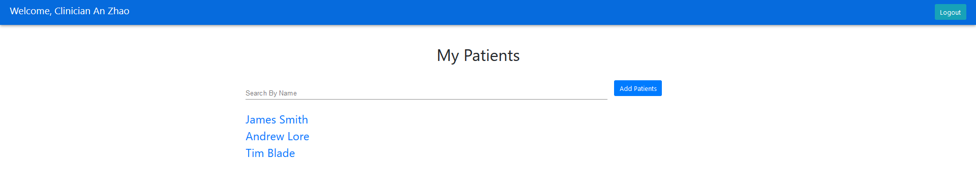 Clinicians Dasboard With Patients