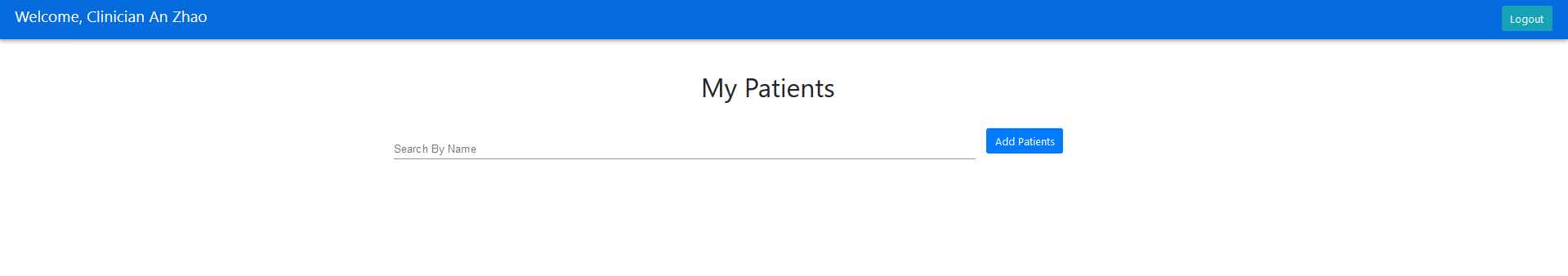 Clinicians Dashboard Without Patients