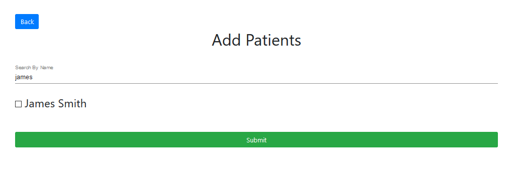 Clinicians Add Patients Searching Patients