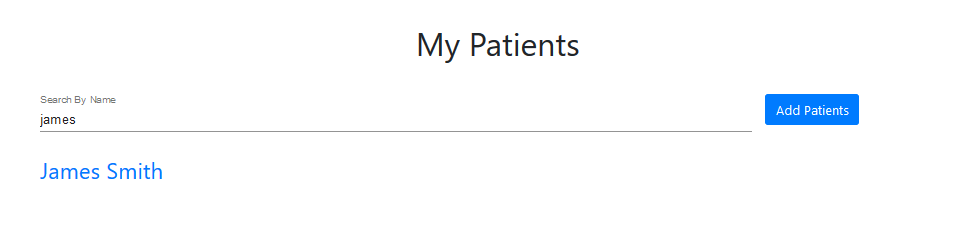 Clinicians Dashboard Searching Patients